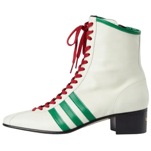 GUCCI Adidas Originals Collaboration Leather Ankle Boots Men's Beige