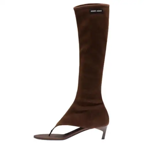 MIU MIU Stretch Suede Thong Boots