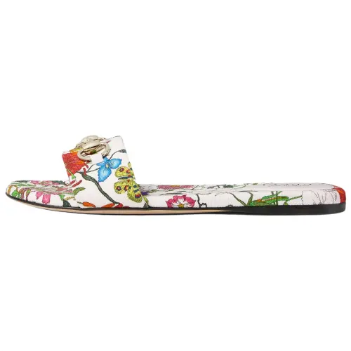 GUCCI Horsebit Slide Slippers Women's White