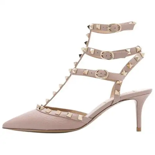 Valentino Rockstud Leather Slim Heel High Heels Women's Pink