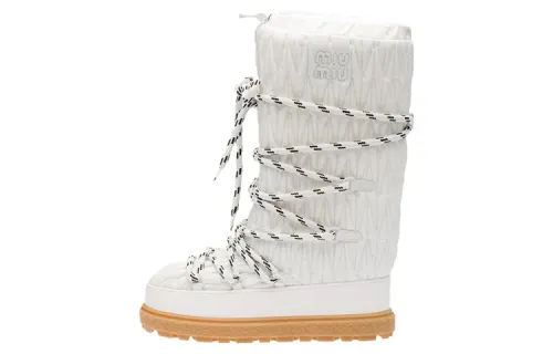 MIU MIU Thermal Coverage Crew Snow Boots Women's White