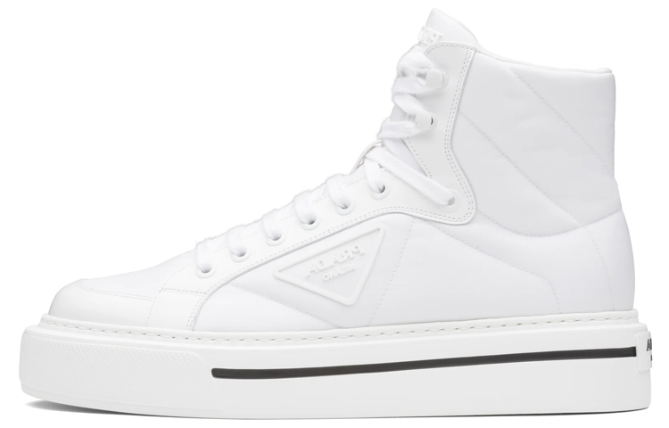 PRADA Macro Re Nylon High top Stylish Skateboarding Shoes Men's White