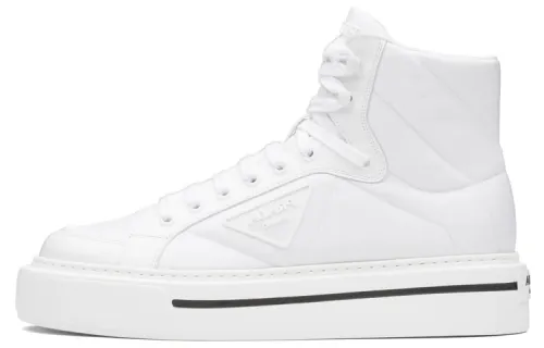 PRADA Macro Re Nylon High top Stylish Skateboarding Shoes Men's White