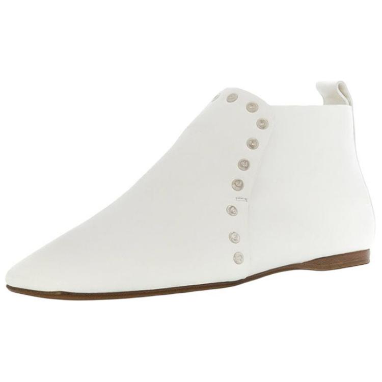 CELINE Leather Ankle Boots Women's White