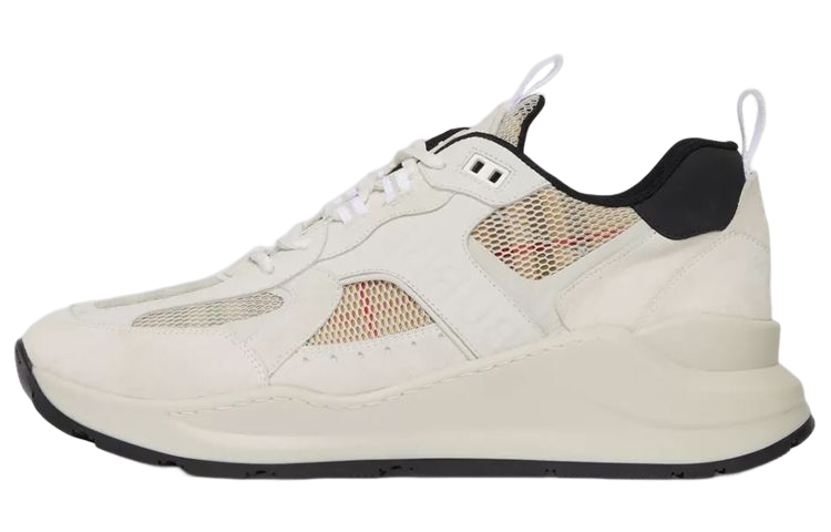 Burberry Burberry leather plaid low top sports and casual shoes men's white