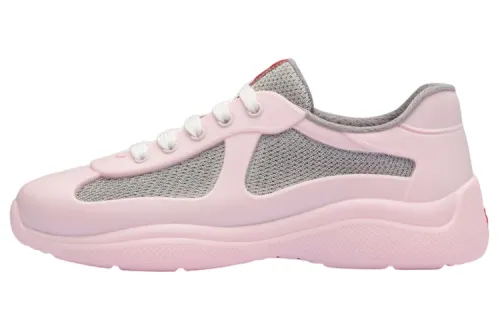PRADA America's Cup Textile, Rubber Lace Up Cushioning Low top Sports Casual Shoes Women's Pink