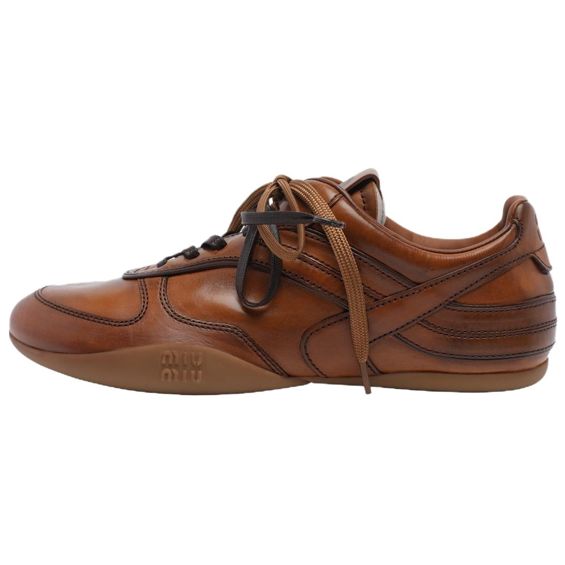 Женские кеды MIU MIU Calfskin (коричневые)