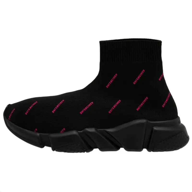 Balenciaga Speed High top Casual Shoes Men's Black Pink