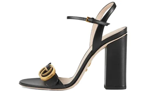 GUCCI Gg 105mm Heeled Sandal Black Leather Women's