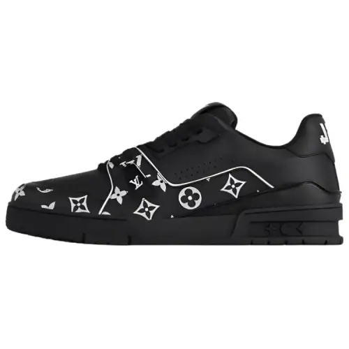 LOUIS VUITTON Trainer Cow Leather Low top Skateboard Shoes Men's Black