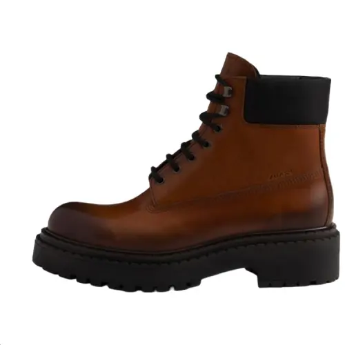 PRADA Re Nylon Leather Short Combat Boots 6cm Men's Brown