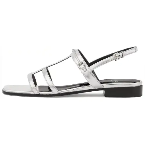 GUCCI Horsebit Caged Metallic Leather Sandals