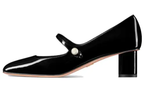 DIOR Jolie Dior Patent Leather Chunky Heel High Heels 5CM Women's Black