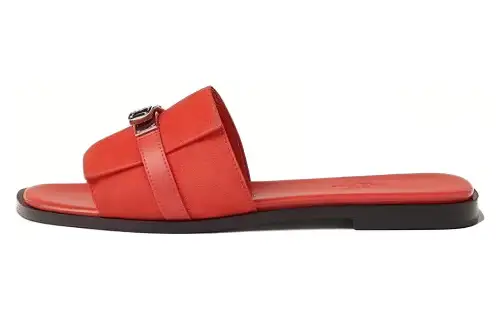 HERMES Giulia Slide Slippers Women's Red