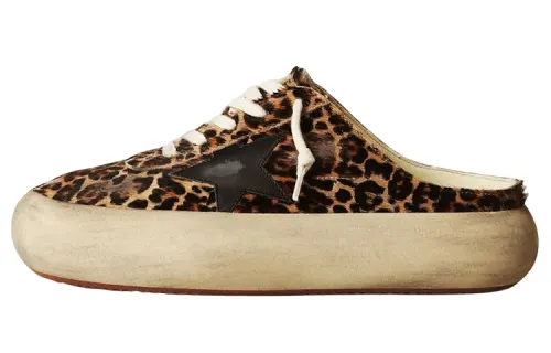 Golden Goose Space Star Closed Toe Slippers Women's Beige Brown Distressed