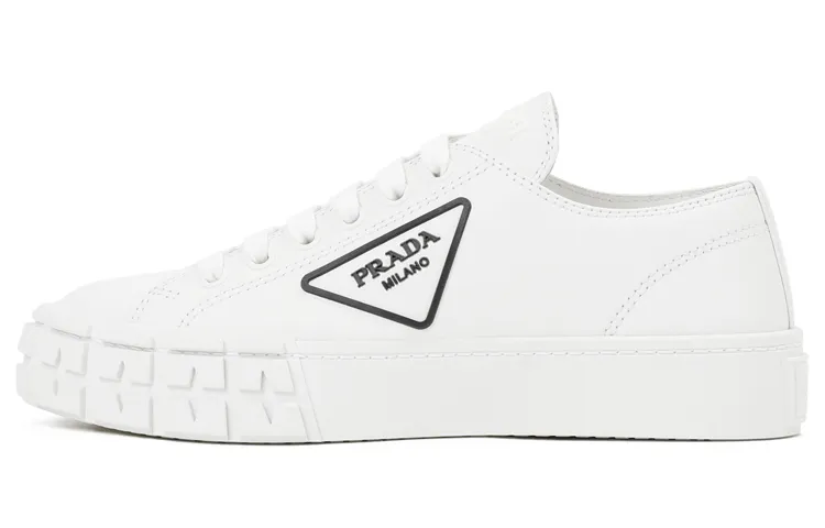 PRADA Downtown Brushed Leather Sneakers 'White' Women's