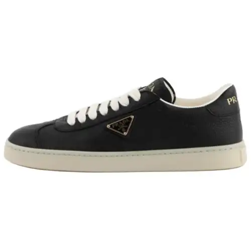 PRADA Leather Low top Skateboard Shoes Men's Black