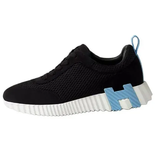 HERMES Bouncing Suede Low top Casual Shoes Women's Black