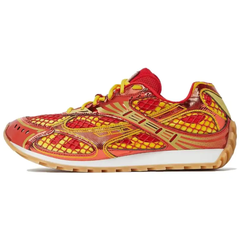 Bottega Veneta Orbit Artificial Leather Low top Casual Shoes Women's Red Yellow