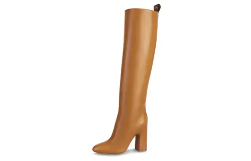 LOUIS VUITTON Donna Leather Knee High Boots 9.5cm Women's Brown