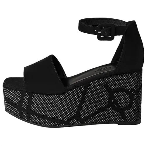 HERMES Luminous One Strap Sandals 9.5cm Women's Black