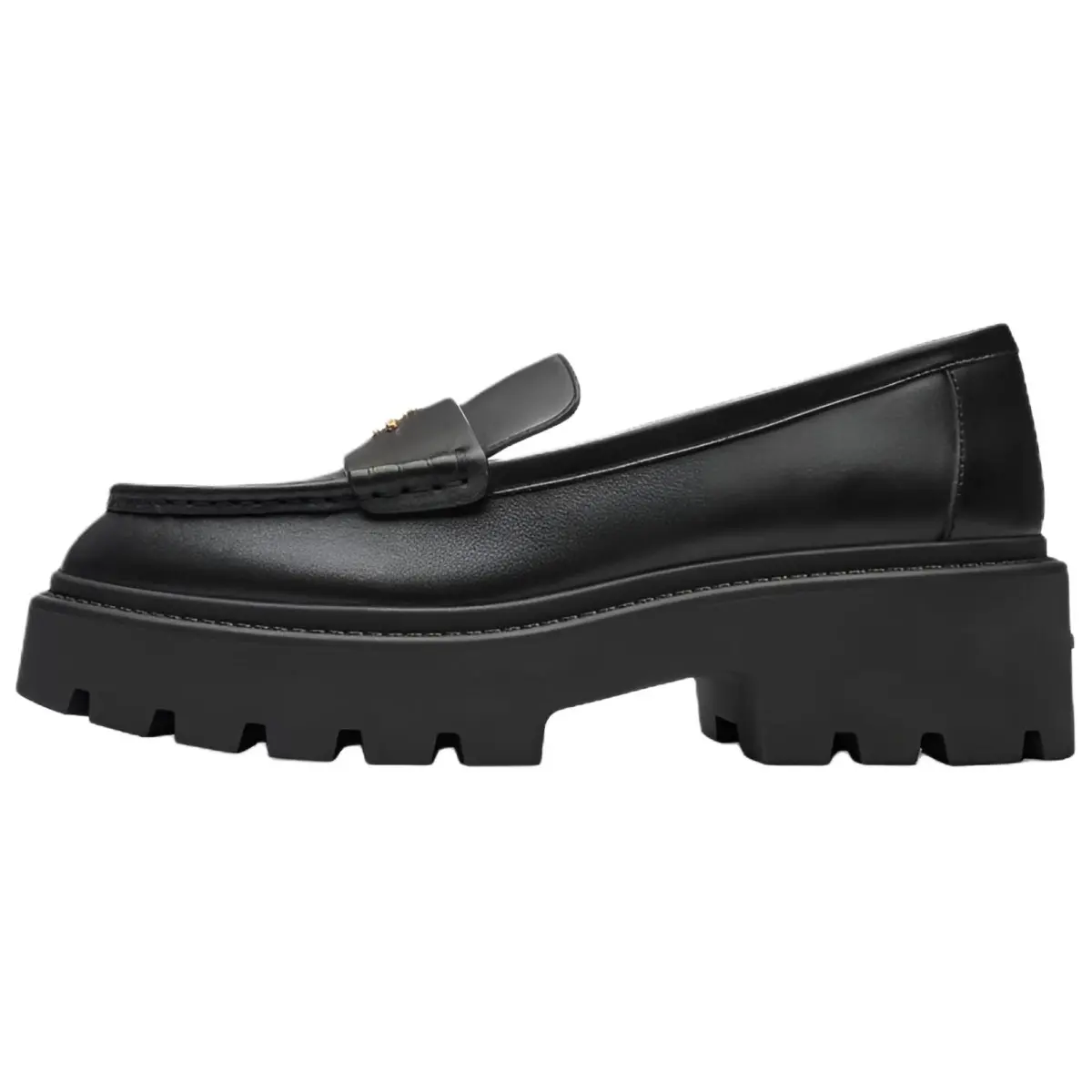 COACH Lucy Leather Chunky Heel High Heels 5cm Women's Black