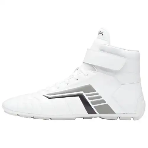 PRADA Leather Ankle Length Outdoor Boots Men's White