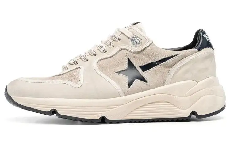 Golden Goose Running Sole Leather Minimalist Style Low top Casual Shoes Men's Beige Black Distressed