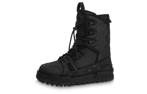 LOUIS VUITTON Trainer Thermal Lace Up Short Snow Boots Men's Black