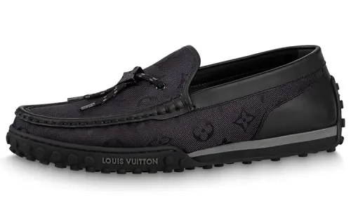 LOUIS VUITTON Racer Moccasins Shoes 'Black Mesh Monogram'