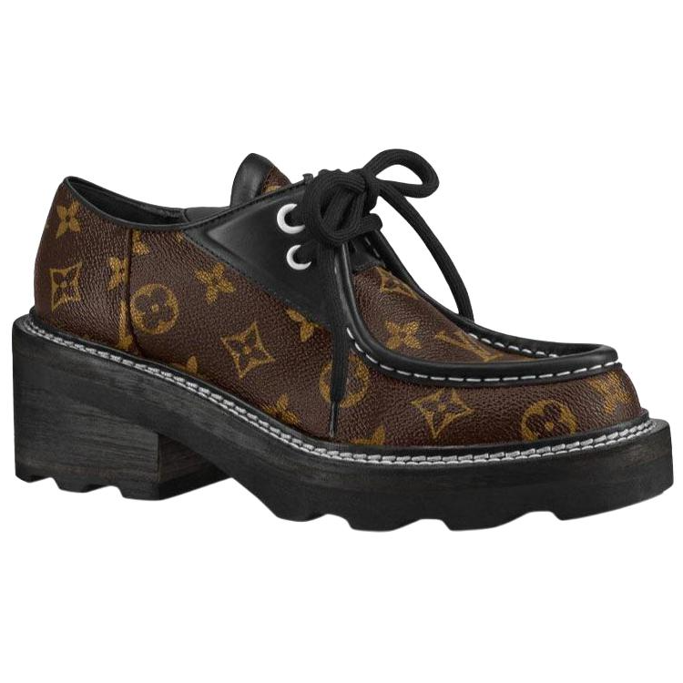 LOUIS VUITTON Beaubourg Platform Derby Shoes 'Brown' Women's