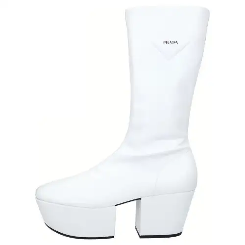 PRADA Leather Ankle Boots 6.5cm Women's White