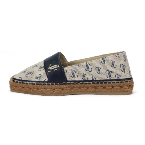 Jimmy Choo Jimmy Choo Dru Flat JC logo jacquard fabric fashionable flat fisherman shoes women's dune color