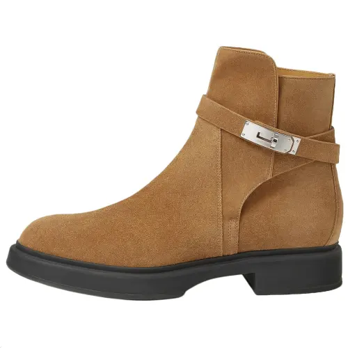 HERMES Veo Ankle Boots Men's Light Brown