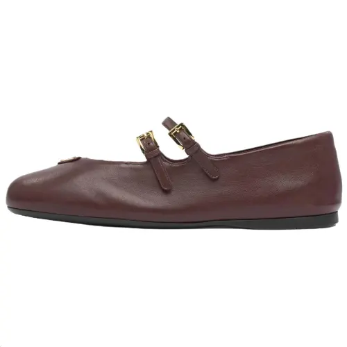 PRADA Flat Mary Jane Shoes Women's Bordeaux Red