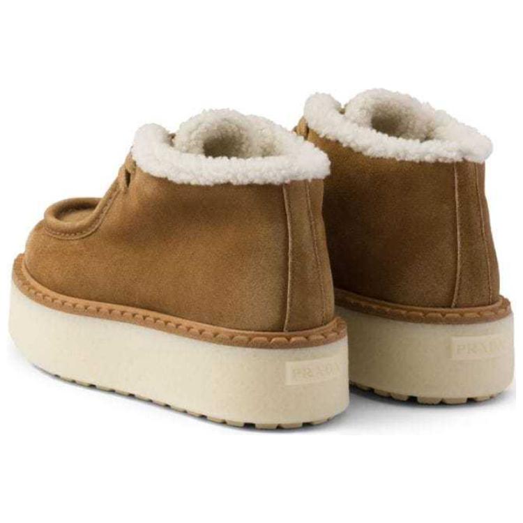 PRADA Ankle Length Snow Boots Women's Light Umber