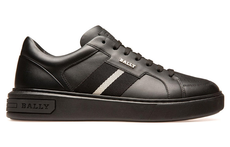 BALLY Round Tip Low top Skateboard Shoes Men's Black