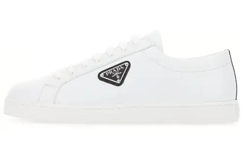 PRADA Leather Stylish Skateboarding Shoes Men's White Black