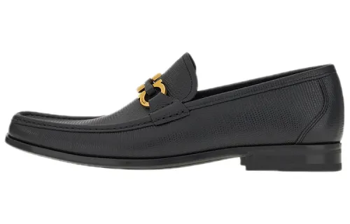 FERRAGAMO Gancini Leather Logo Casual Shoes Men's Black