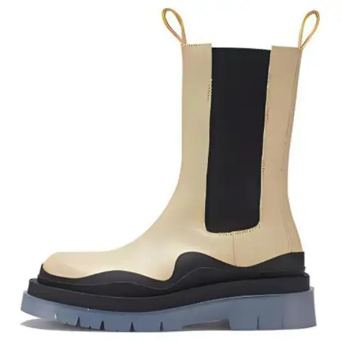 Bottega Veneta Tire Chelsea BV Top Grain Cow Leather Short Chelsea Boots Women's Milk White