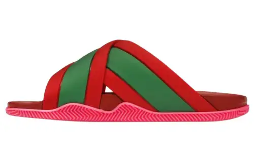 Gucci Wmns Web Stripe Slide Sandal 'Coral' Women's