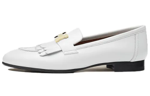 HERMES Royal Cow Leather Casual Shoes Women's White