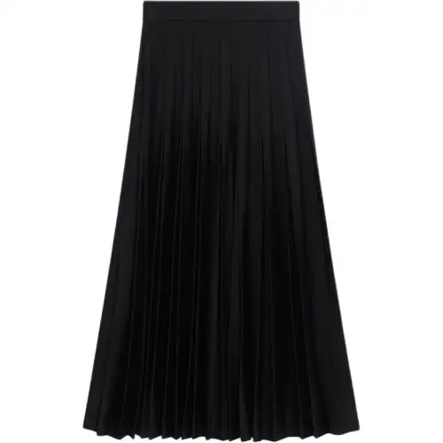 Balenciaga Casual Long Skirts Women's Black Moderate Mid Length Pleated Skirt
