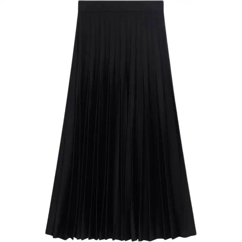 Balenciaga Casual Long Skirts Women's Black Moderate Mid Length Pleated Skirt
