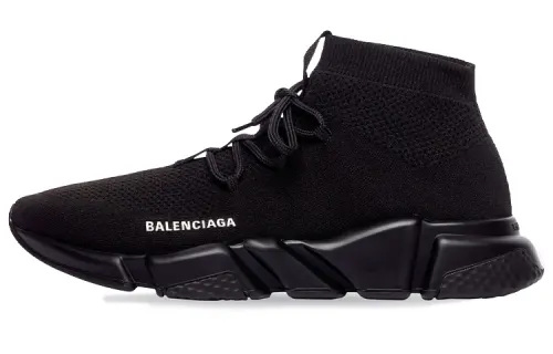 Balenciaga Speed Lace Up Sneakers 'Black Recycled Knit And Black Sole Unit'