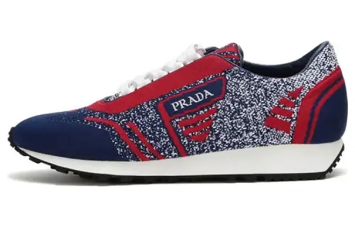 PRADA Fabric Breathable Low top Casual Shoes Men's Blue Red