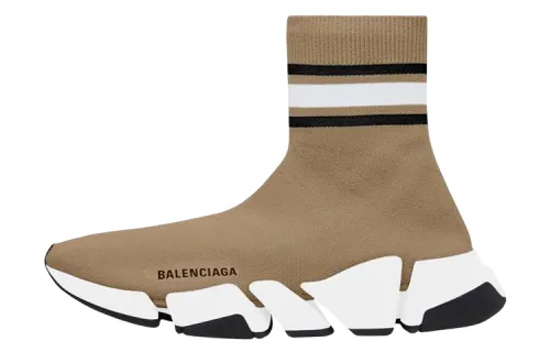 Balenciaga Speed Fabric High top Sports Casual Shoes Women's Beige