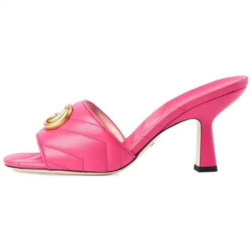 GUCCI GG Marmont Slide Slippers Women's Fuchsia