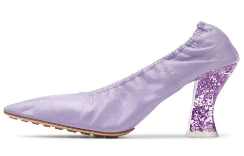 Bottega Veneta Almond Pumps Chunky Heel High Heels Women's Light Purple