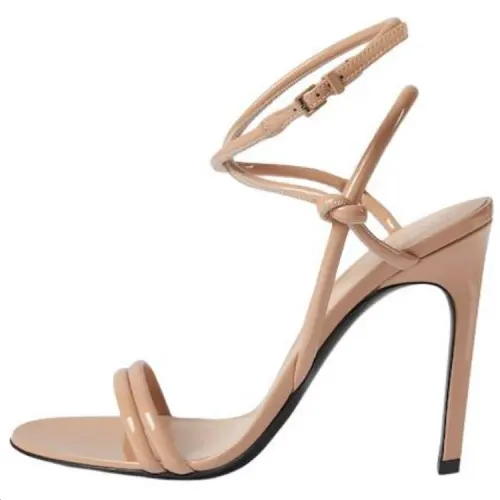 GUCCI Patent Leather One Strap Sandals 10.5cm Women's Beige